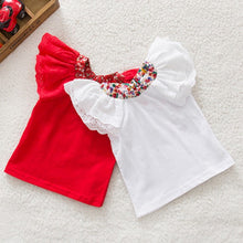 0-2Y Kids Baby Girls Clothing Floral Collar T-shirts Cute Short Sleeve Tops Blouses Shirts PY ILML