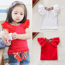 0-2Y Kids Baby Girls Clothing Floral Collar T-shirts Cute Short Sleeve Tops Blouses Shirts PY ILML