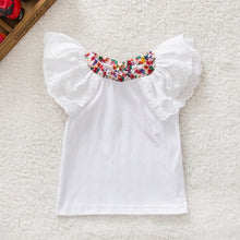 0-2Y Kids Baby Girls Clothing Floral Collar T-shirts Cute Short Sleeve Tops Blouses Shirts PY ILML