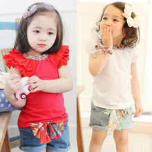 0-2Y Kids Baby Girls Clothing Floral Collar T-shirts Cute Short Sleeve Tops Blouses Shirts PY ILML