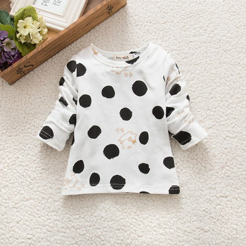 0-3Years Kids Baby Girls Boys Unisex Polka Dots Long Sleeve Blouse Tops T-Shirt Cotton Basic Tees Clothing PY1 ILML