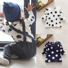 0-3Years Kids Baby Girls Boys Unisex Polka Dots Long Sleeve Blouse Tops T-Shirt Cotton Basic Tees Clothing PY1 ILML