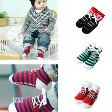 0-4 Years Baby Kids Infant Cotton Shoelaces Anti Slip Trainer Socks Booties Socks ILML