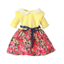 1-5Y Kids Baby Girls Princess Long Sleeve Pleat Floral Bow Mini Dress Party Tutu Dresses ILML