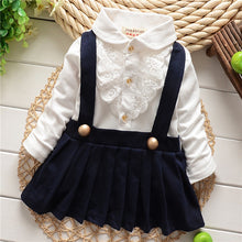 1-5Y Kids Girls Suspender Cotton Dress Long Sleeve Lace Floral Tops Baby Party Dresses PY ILML