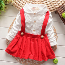 1-5Y Kids Girls Suspender Cotton Dress Long Sleeve Lace Floral Tops Baby Party Dresses PY ILML