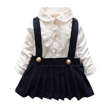 1-5Y Kids Girls Suspender Cotton Dress Long Sleeve Lace Floral Tops Baby Party Dresses PY ILML