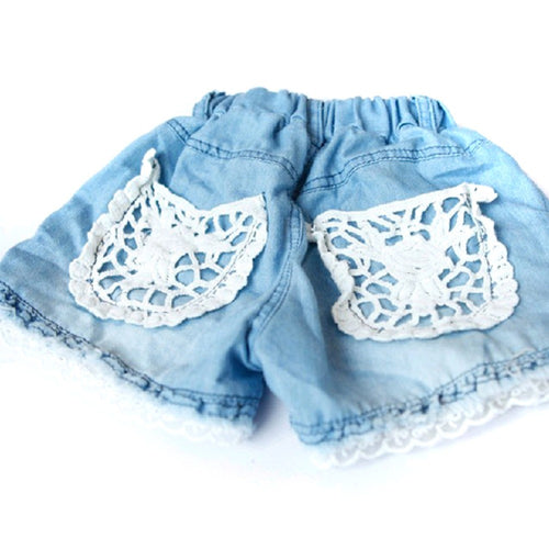 1-6Years Kids Children Girls Shorts Jeans Lace Pocket Demin Jeans ILML