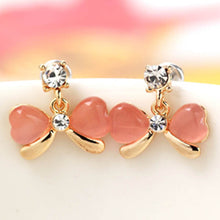 Women Alloy Opal Rhinstone Stud Ear Cat Eye Stone Drop Dangle  ILML