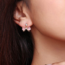 Women Alloy Opal Rhinstone Stud Ear Cat Eye Stone Drop Dangle  ILML