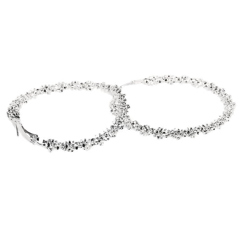 Personality Earrings Jewelry Silver Plated Big Round Circle Large Round shine Hoop Party Earring for Women ILML