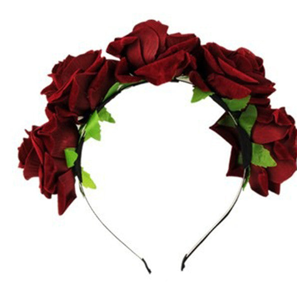 Rose Floral Flower Garland Crown Headband Hair Band Bridal Festival Clip Holiday  ILML