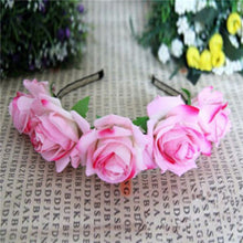 Rose Floral Flower Garland Crown Headband Hair Band Bridal Festival Clip Holiday  ILML