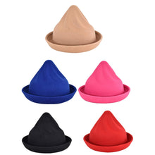 Vintage Women Men Woolen Roll Brim Bowler Hats Billycock ILML
