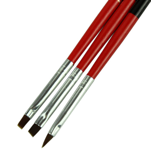 3pcs Red Soft Professional Pen Nail Art Brushes Tool  ILML