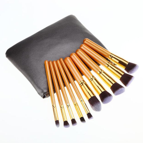 10Pcs Maange Pro makeup brushes bag Foundation Powder Eyeshadow Wood toothbrush makeup brush cosmetics tools kit ILML