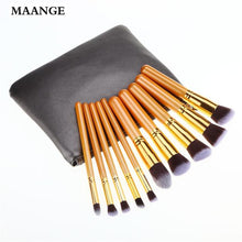 10Pcs Maange Pro makeup brushes bag Foundation Powder Eyeshadow Wood toothbrush makeup brush cosmetics tools kit ILML