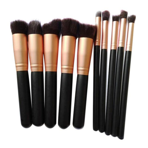 10pcs MAANGE Rose gold Makeup Brushes professional maquiagem cleaner foundation brush pen eyebrow make up brush cosmetics ILML