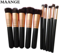 10pcs MAANGE Rose gold Makeup Brushes professional maquiagem cleaner foundation brush pen eyebrow make up brush cosmetics ILML