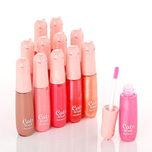 12 Colors Women's Charm Make Up Lip Gloss Cartoon Cat Lid Liquid Lip Tint Cosmetics ILML