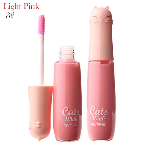 12 Colors Women's Charm Make Up Lip Gloss Cartoon Cat Lid Liquid Lip Tint Cosmetics ILML
