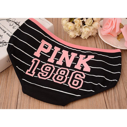 12 Style Sexy Underwear Women Panties Cotton Stripe Mid Rise Panties Cute Letter Pink Print Girl Casual Underwear PY3 ILML