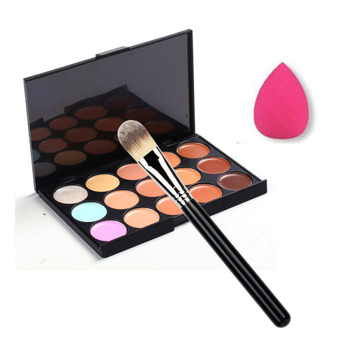 15 Color Concealer Palette Makeup Brush Sponge Puff Makeup Contour Palette powder eyebrow lip Multi-Function brush Cosmet ILML