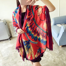 190*95cm Women Scarf Totem Triabl Feather Printed Soft Long Wraps Shawl Scarves Cotton Scarf ILML
