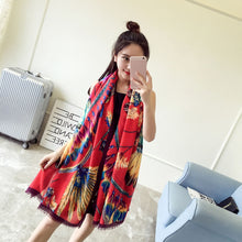 190*95cm Women Scarf Totem Triabl Feather Printed Soft Long Wraps Shawl Scarves Cotton Scarf ILML