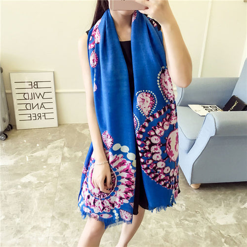 190cm*90cm Women Scarves Necklace Printed Soft Long Wraps Shawl Scarves Cotton Scarf Shawls  ILML