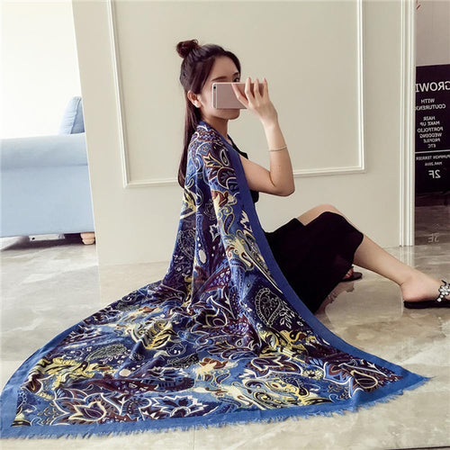 190cm*95cm Totem Painted Soft Long Wraps Shawl Scarves Women Scarf Cotton Shawls Scarves ILML