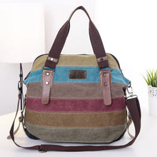 Canvas multicolour Striped Women Shoulder Bag Satchel Crossbody Tote Satchel Hbag Purse Messenger  ILML