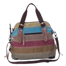 Canvas multicolour Striped Women Shoulder Bag Satchel Crossbody Tote Satchel Hbag Purse Messenger  ILML