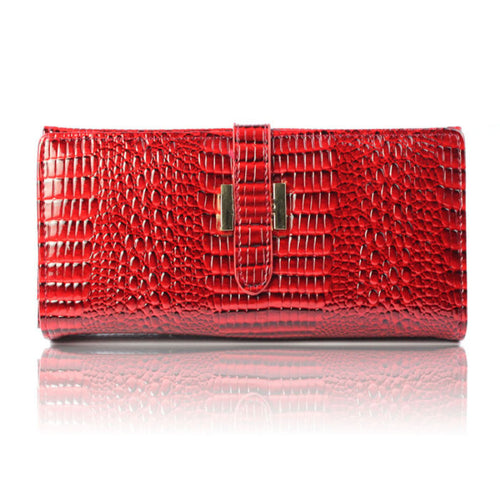 Korean Crocodile Pattern Long Leather Women's Top Grade Wallet Ladies Purse ILML