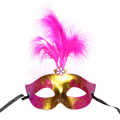 1X Charming Multi-colored Halloween Sexy Adult Feather Plastic Mask Lovely luminous Christmas Party feather mask ILML