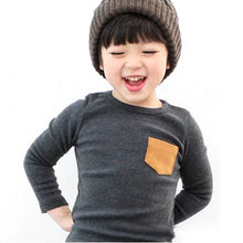 2-7Y Baby Kids Boys Girls Unisex Long Sleeve Clothes Crewneck Children T-shirts Pocket Decor Shirt Clothing PY1 ILML