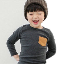 2-7Y Baby Kids Boys Girls Unisex Long Sleeve Clothes Crewneck Children T-shirts Pocket Decor Shirt Clothing PY1 ILML