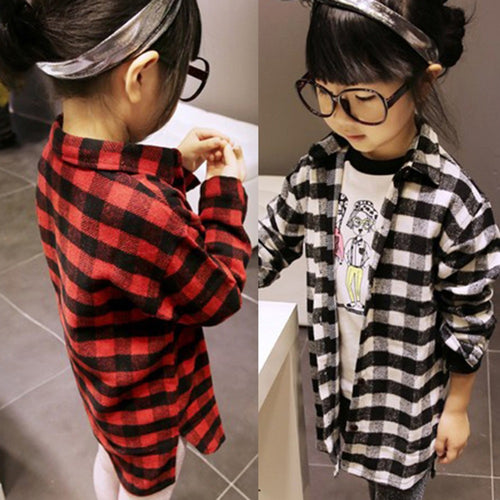 2-7Y Children Kids Boys Girls Shirts Long Sleeve Shirts Plaids Checks Tops Costume Shirt ILML