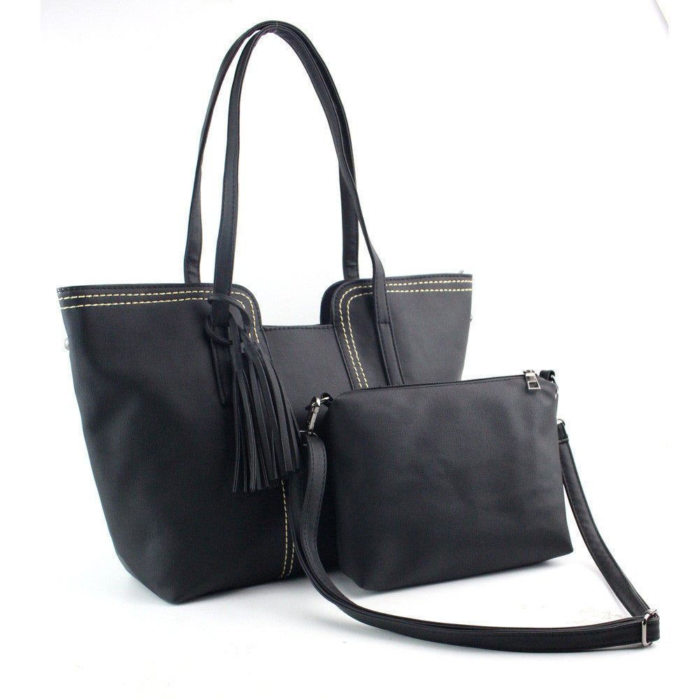 2 pcs Women messenger bags Vintage Tassel Scrub Leather Bag Crossbody Shoulder Bags Clutch Bag Hbags bolsa feminina ILML