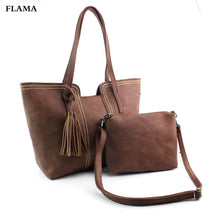 2 pcs Women messenger bags Vintage Tassel Scrub Leather Bag Crossbody Shoulder Bags Clutch Bag Hbags bolsa feminina ILML