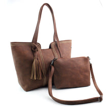 2 pcs Women messenger bags Vintage Tassel Scrub Leather Bag Crossbody Shoulder Bags Clutch Bag Hbags bolsa feminina ILML