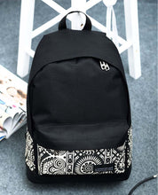 Black Style Students Travel Oversize Canvas Book Satchel Backpack Shoulder Bag School Rucksack Forward ILML