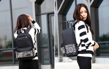 Black Style Students Travel Oversize Canvas Book Satchel Backpack Shoulder Bag School Rucksack Forward ILML