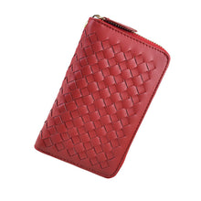 Lady 9 Colors Women Woven Zipper Lether Purse Clutch Organizer Wallet Bag Card Holder Hbags  ILML