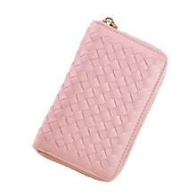 Lady 9 Colors Women Woven Zipper Lether Purse Clutch Organizer Wallet Bag Card Holder Hbags  ILML