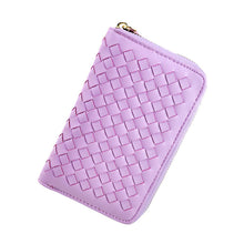 Lady 9 Colors Women Woven Zipper Lether Purse Clutch Organizer Wallet Bag Card Holder Hbags  ILML