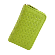 Lady 9 Colors Women Woven Zipper Lether Purse Clutch Organizer Wallet Bag Card Holder Hbags  ILML