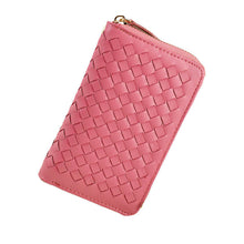 Lady 9 Colors Women Woven Zipper Lether Purse Clutch Organizer Wallet Bag Card Holder Hbags  ILML