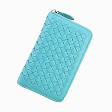 Lady 9 Colors Women Woven Zipper Lether Purse Clutch Organizer Wallet Bag Card Holder Hbags  ILML