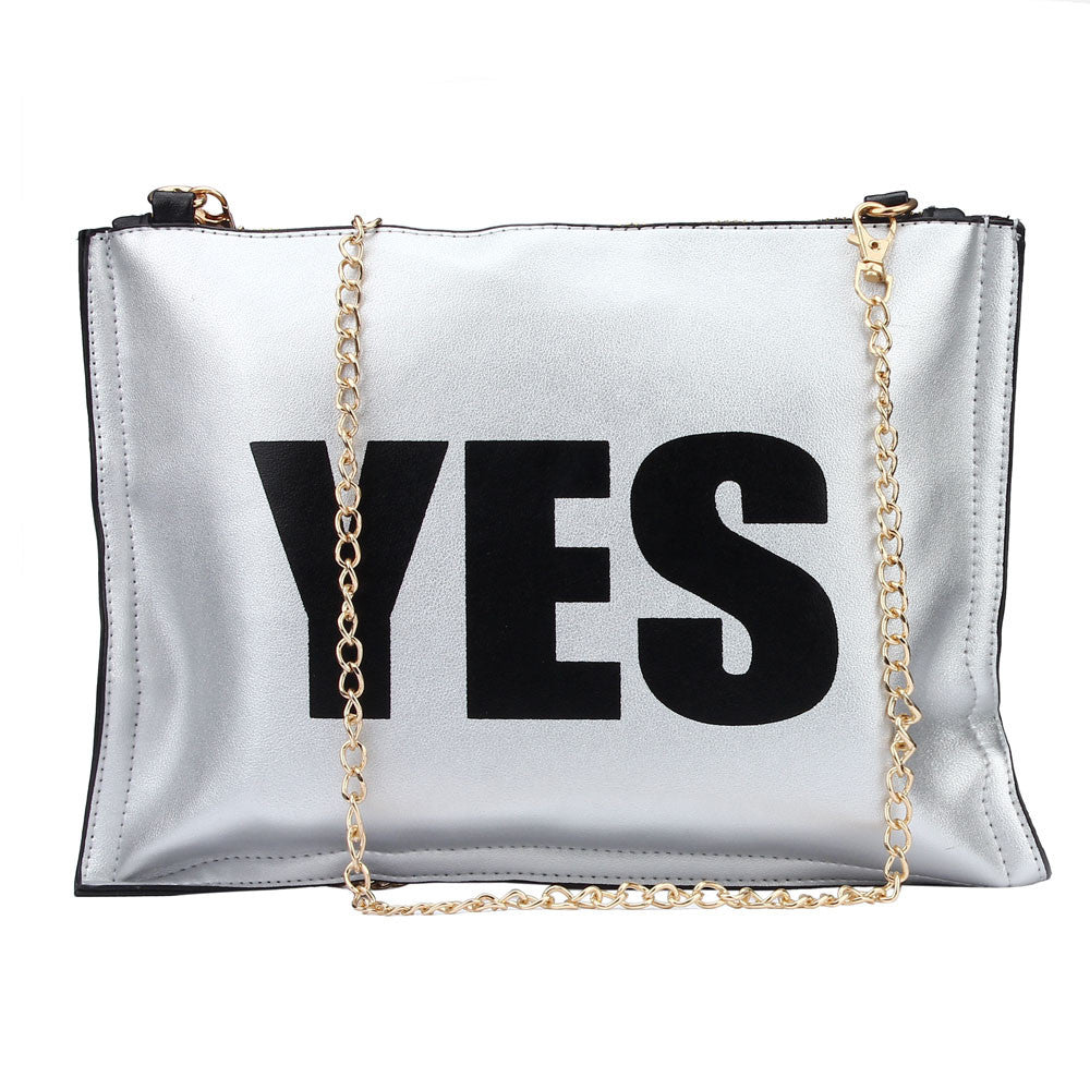 European American PU Leather Letter Pattern Clutch Shoulder Hbag ILML